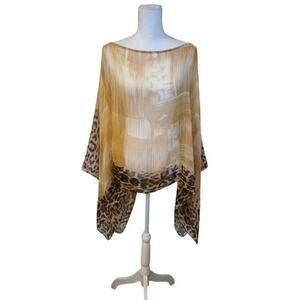 Chicos Animal Print Tunic Top Women One Size Bohemian Neutral Preppy Career